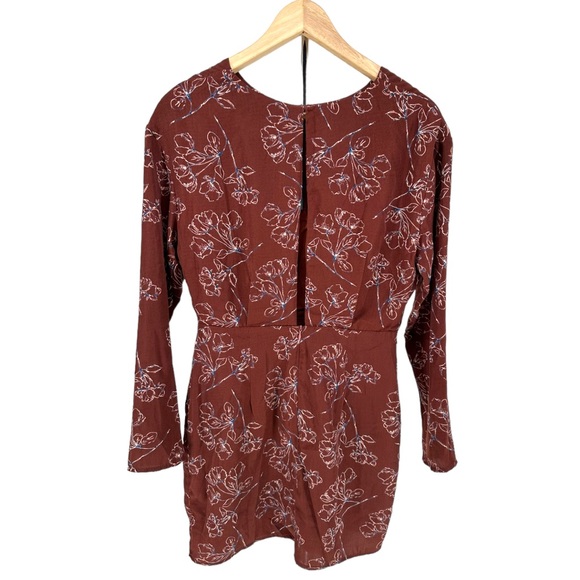 Dress Forum Brown Floral Print Back Slit Mini Dress size Medium NWT - Picture 8 of 13